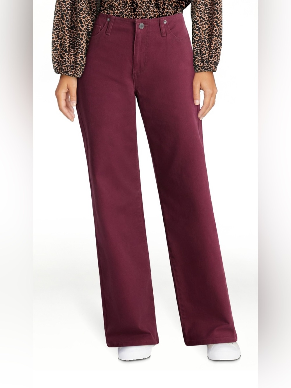 No Boundaries Wide-Leg Jeans in Burgundy Plum